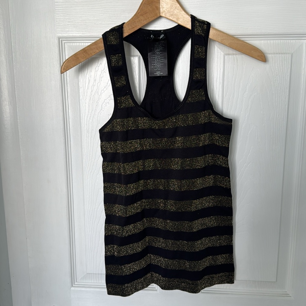 Bebe Black and Gold Glitter Tank